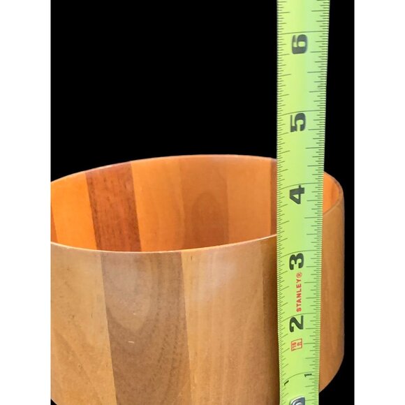 Vtg Dee Nielsen Signed Staved TEAK Wood Bowl OOAK Danish Modern Thin Wall 3x6 - Picture 11 of 15